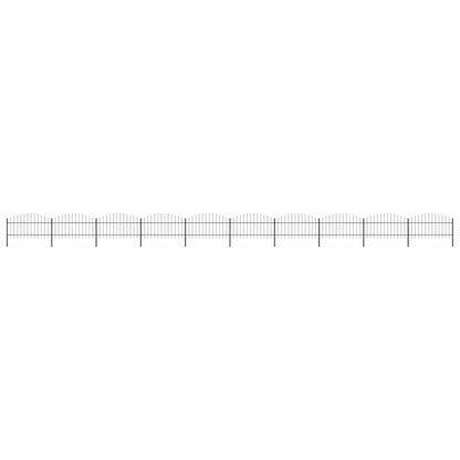 vidaXL Garden Fence with Spear Top Steel 1673x125 cm Black 1