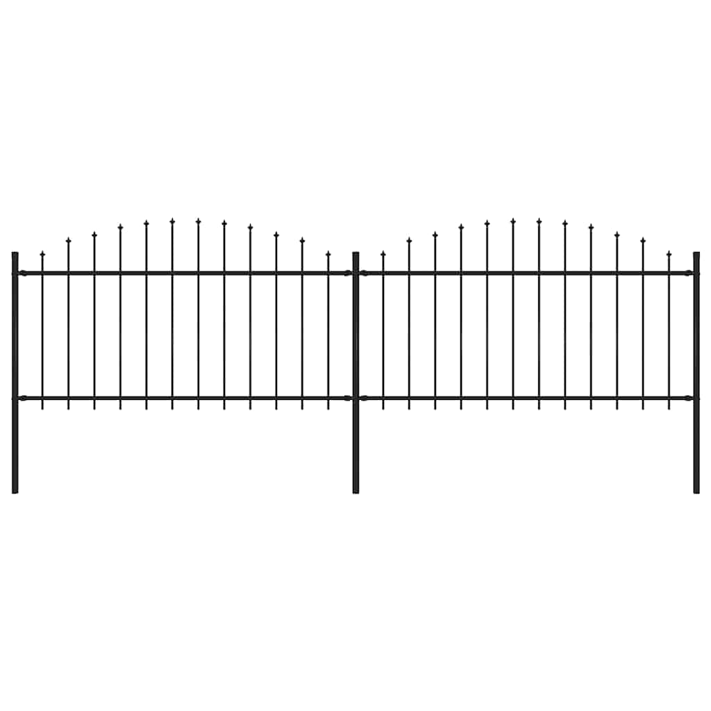 vidaXL Garden Fence with Spear Top Steel 337x150 cm Black Height 125-150 cm