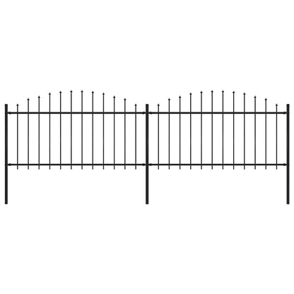 vidaXL Garden Fence with Spear Top Steel 337x150 cm Black Height 125-150 cm