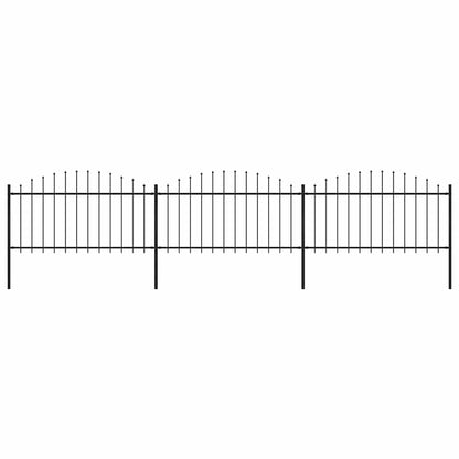 vidaXL Garden Fence with Spear Top Steel 337x150 cm Black Height 125-150 cm