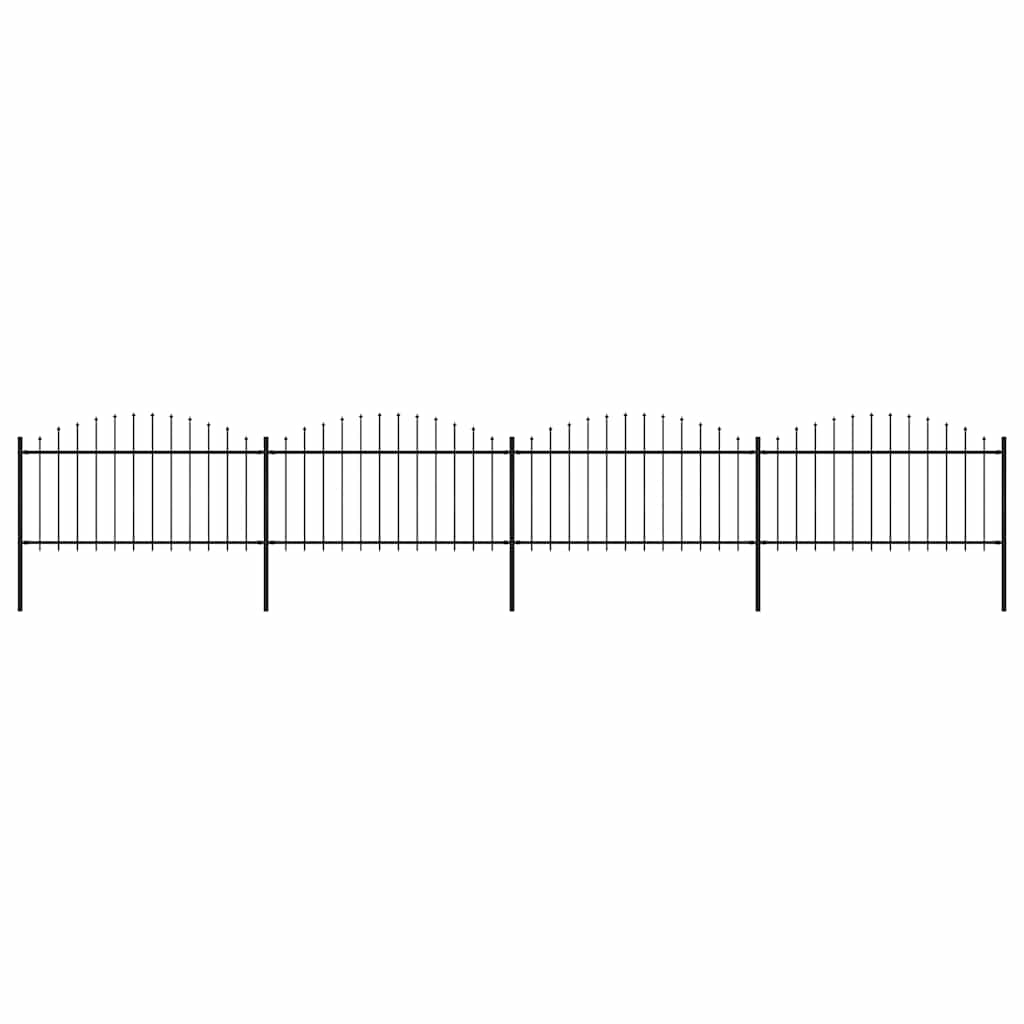 vidaXL Garden Fence with Spear Top Steel 337x150 cm Black Height 125-150 cm