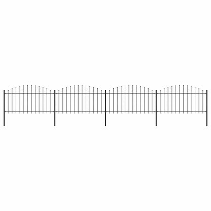 vidaXL Garden Fence with Spear Top Steel 337x150 cm Black Height 125-150 cm