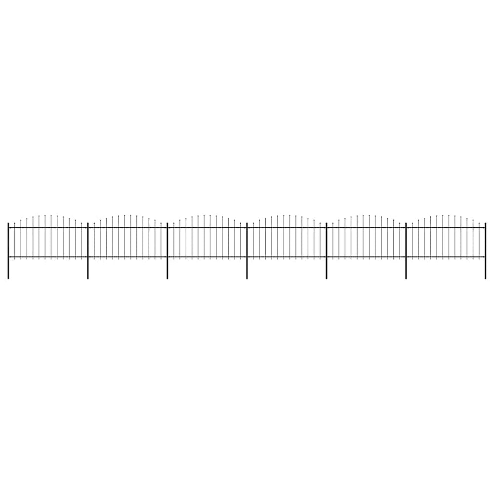 vidaXL Garden Fence with Spear Top Steel 337x150 cm Black Height 125-150 cm