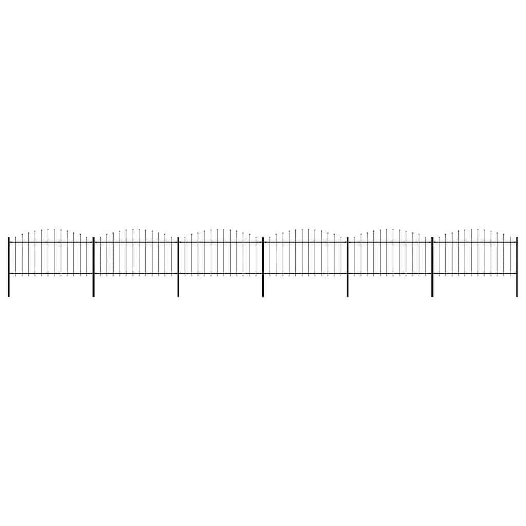 Garden Fence with Spear Top Steel 337x150 cm Black Height 125-150 cm 1005 cm