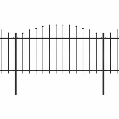 Garden Fence with Spear Top Steel 337x150 cm Black Height 125-150 cm 1005 cm