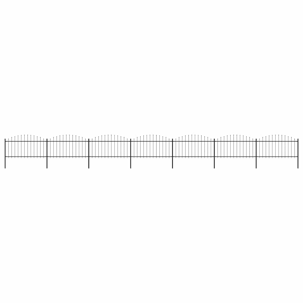 vidaXL Garden Fence with Spear Top Steel 1172x150 cm Black 1