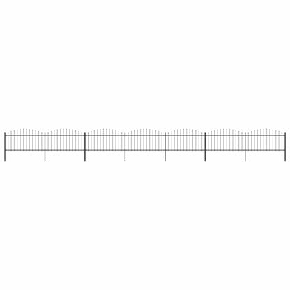 vidaXL Garden Fence with Spear Top Steel 1172x150 cm Black 1