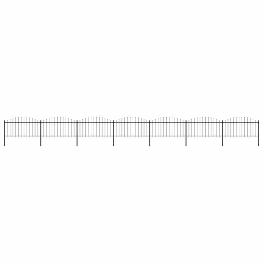 vidaXL Garden Fence with Spear Top Steel 1172x150 cm Black 1