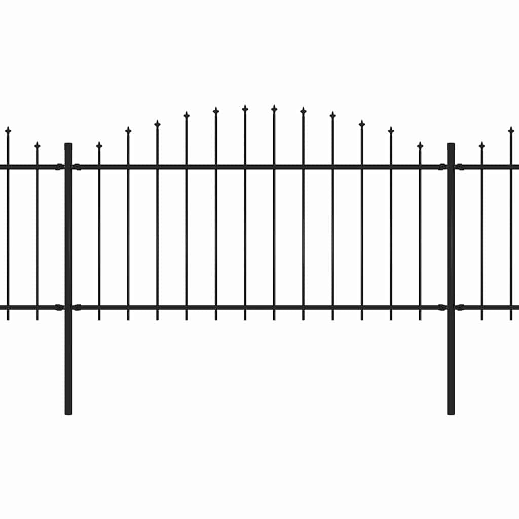 vidaXL Garden Fence with Spear Top Steel 1172x150 cm Black 2
