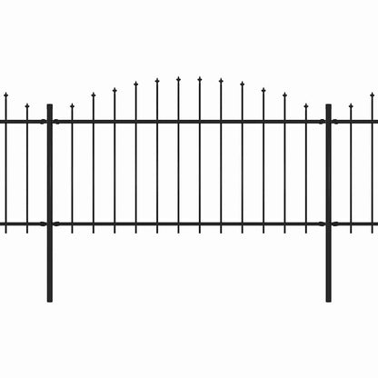 vidaXL Garden Fence with Spear Top Steel 1172x150 cm Black 2