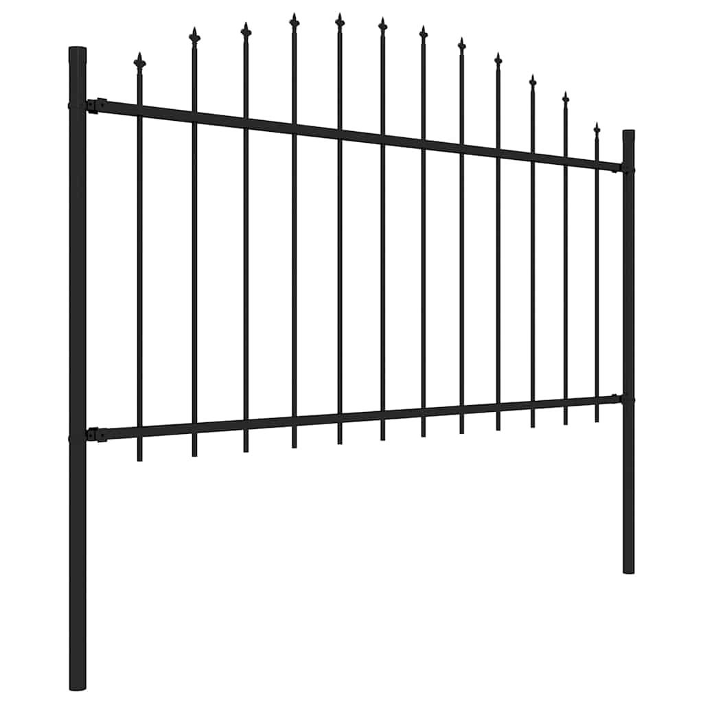 vidaXL Garden Fence with Spear Top Steel 1172x150 cm Black 3