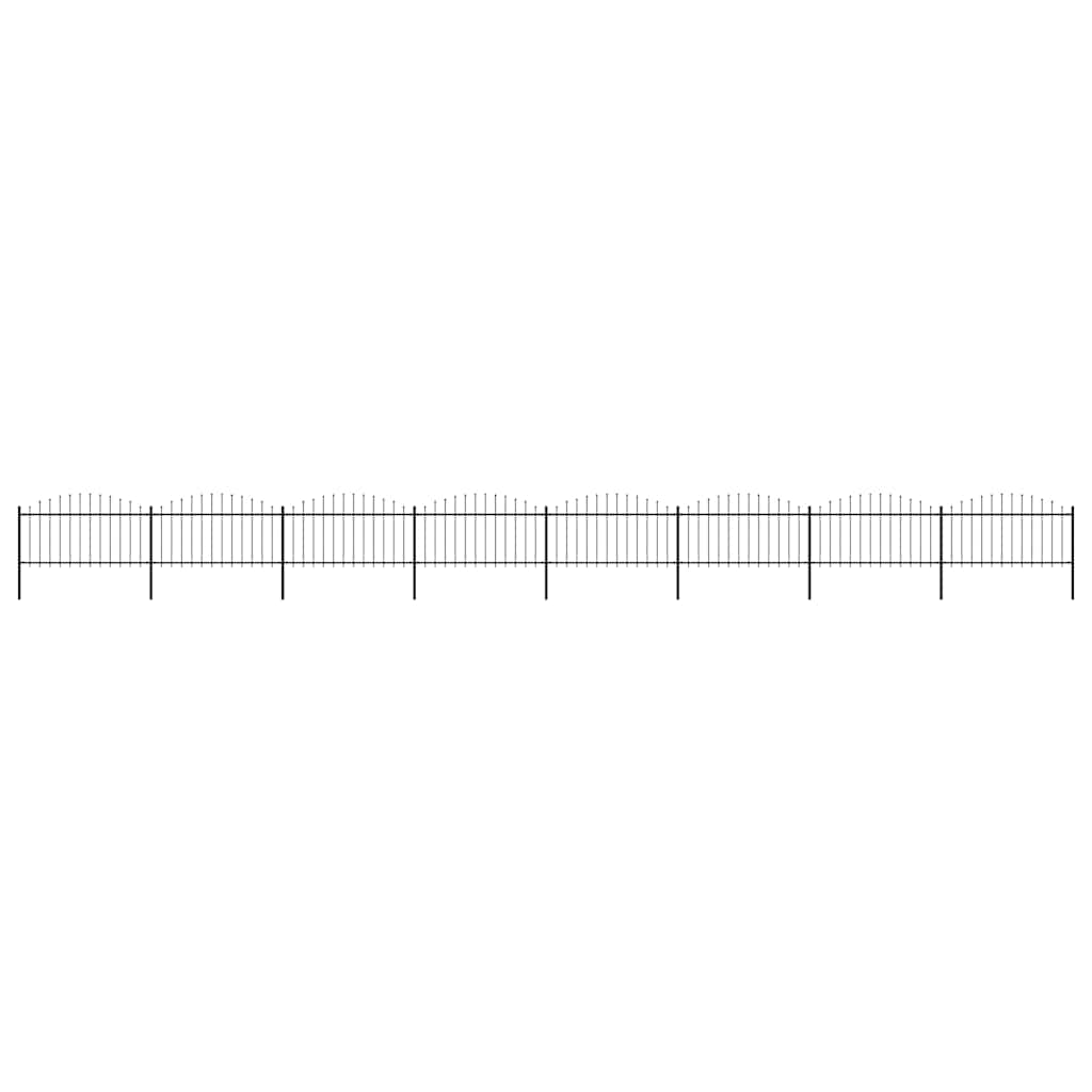 vidaXL Garden Fence with Spear Top Steel 1339x150 cm Black 1