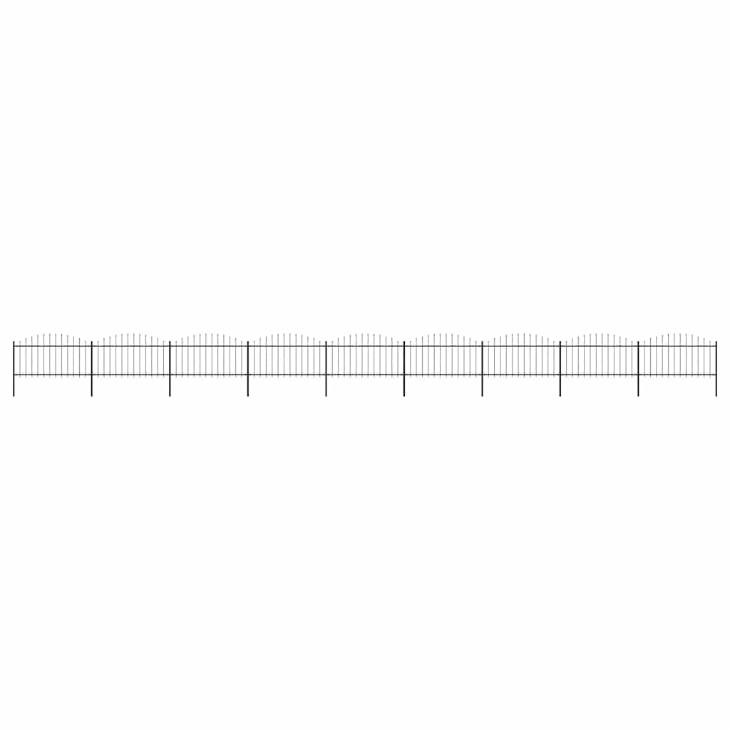 vidaXL Garden Fence with Spear Top Steel 1506x150 cm Black 1
