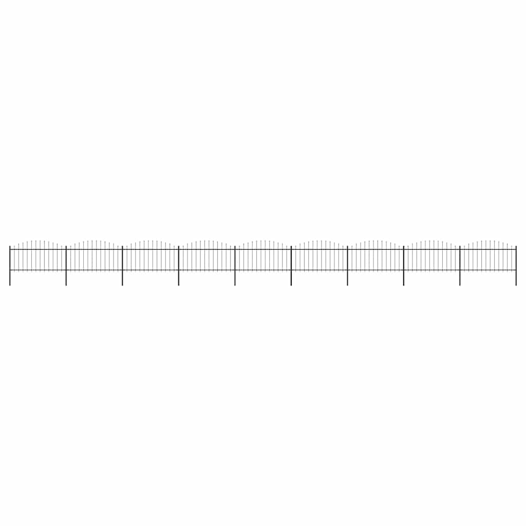 Garden Fence with Spear Top Steel 337x150 cm Black Height 125-150 cm 1506 cm