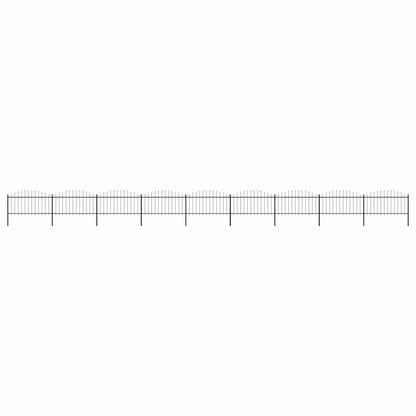 Garden Fence with Spear Top Steel 337x150 cm Black Height 125-150 cm 1506 cm