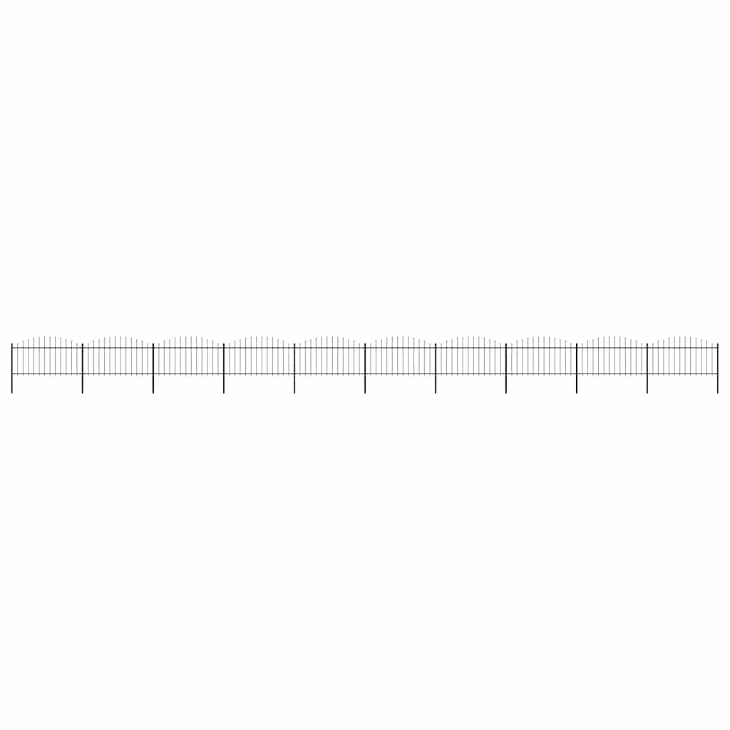 Garden Fence with Spear Top Steel 337x150 cm Black Height 125-150 cm 1673 cm