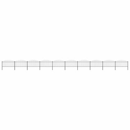 Garden Fence with Spear Top Steel 337x150 cm Black Height 125-150 cm 1673 cm