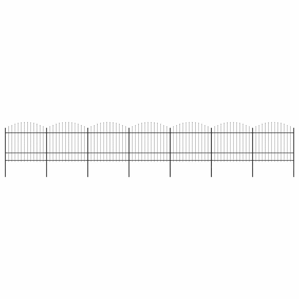 vidaXL Garden Fence with Spear Top Steel 1172x175 cm Black