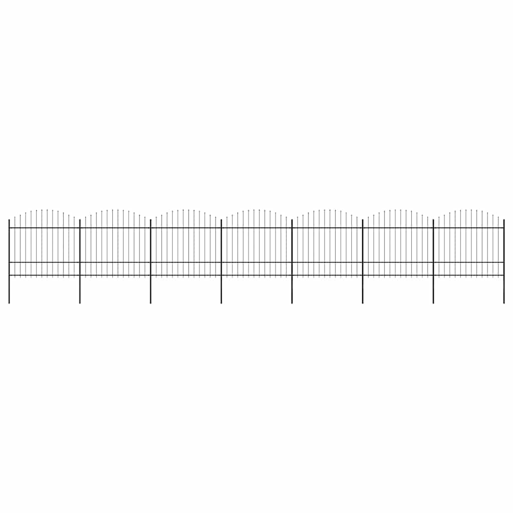 vidaXL Garden Fence with Spear Top Steel 1172x175 cm Black 1