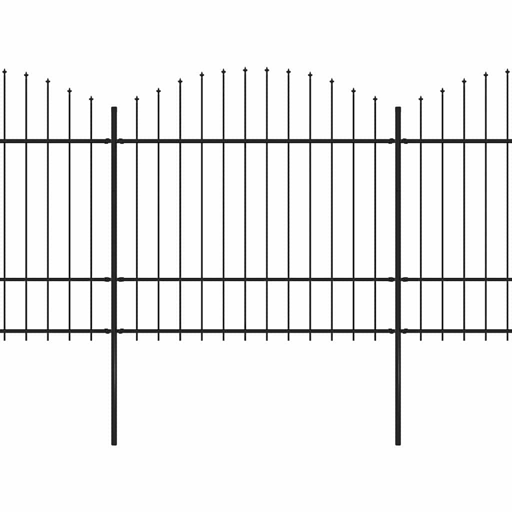 vidaXL Garden Fence with Spear Top Steel 1172x175 cm Black 2