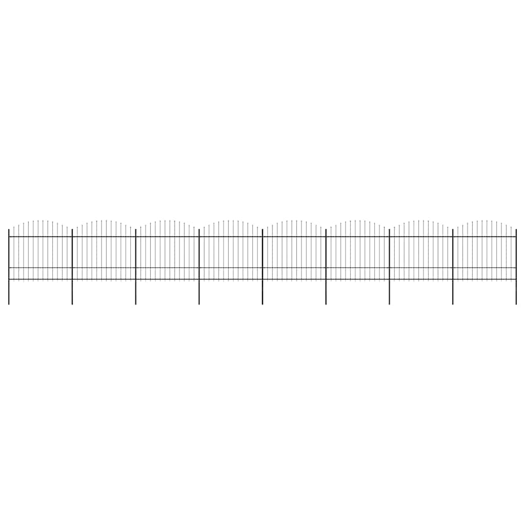 vidaXL Garden Fence with Spear Top Steel 1339x175 cm Black 1