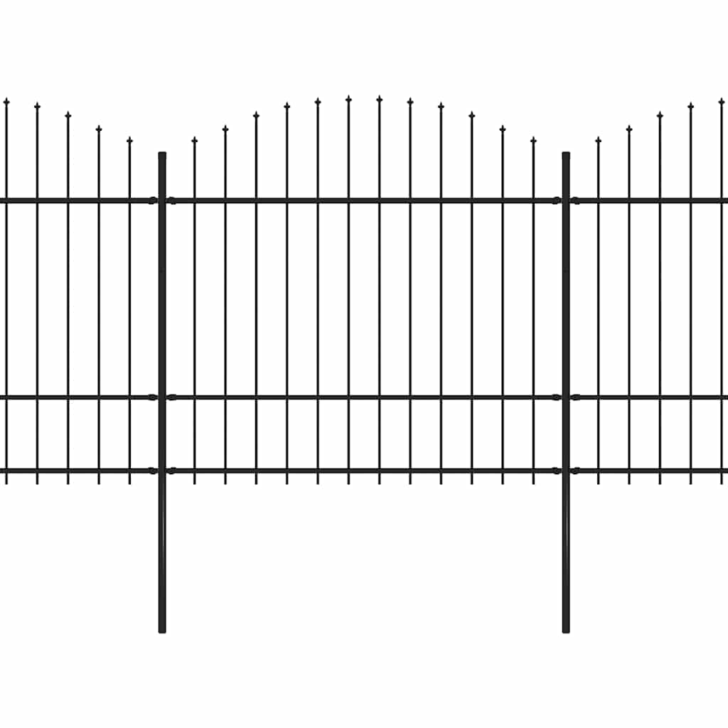 vidaXL Garden Fence with Spear Top Steel 1339x175 cm Black 2