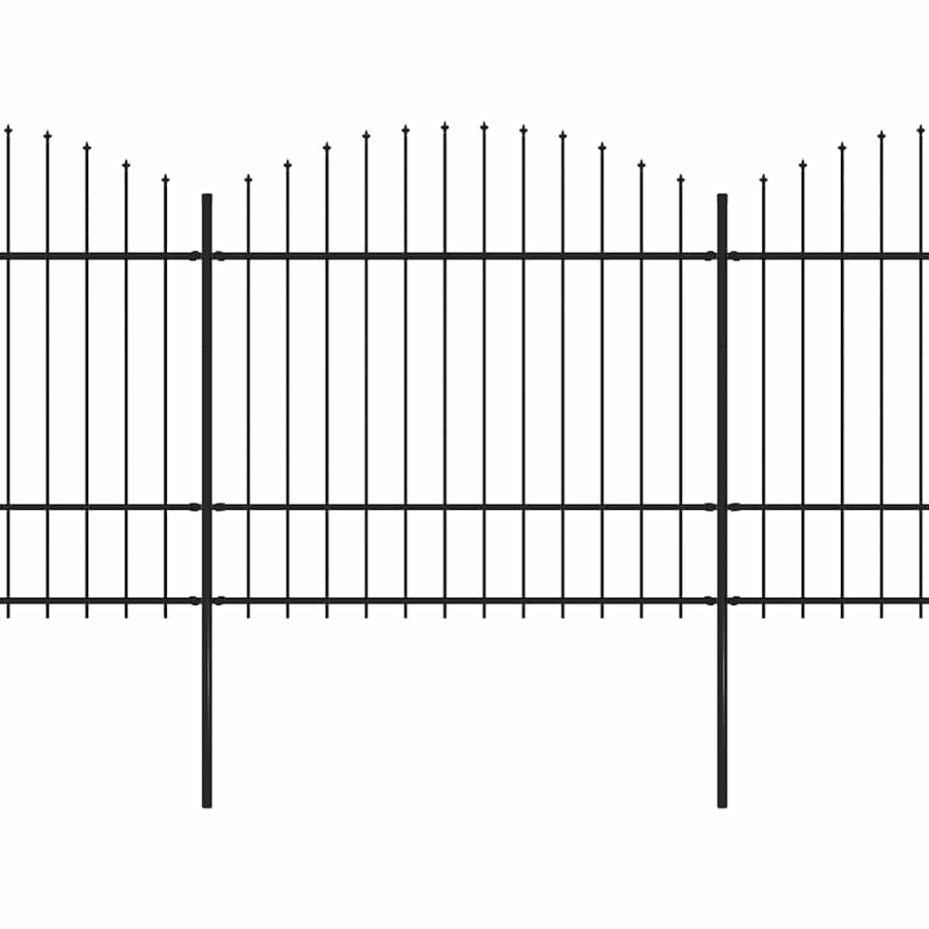vidaXL Garden Fence with Spear Top Steel 1673x175 cm Black 2
