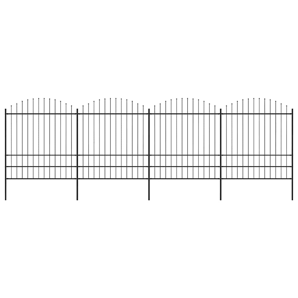 vidaXL Garden Fence with Spear Top Steel 671x200 cm Black