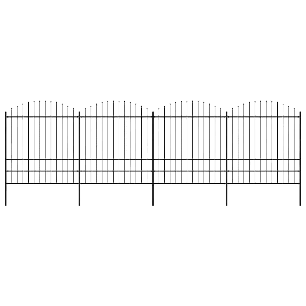 vidaXL Garden Fence with Spear Top Steel 671x200 cm Black 1
