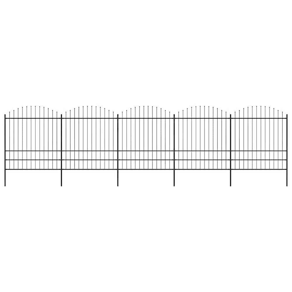 vidaXL Garden Fence with Spear Top Steel 838x200 cm Black