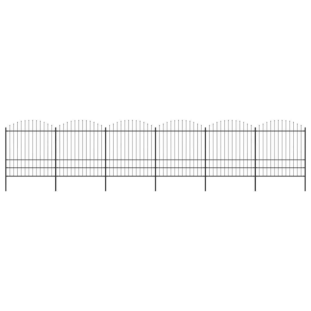 vidaXL Garden Fence with Spear Top Steel 1005x200 cm Black 1