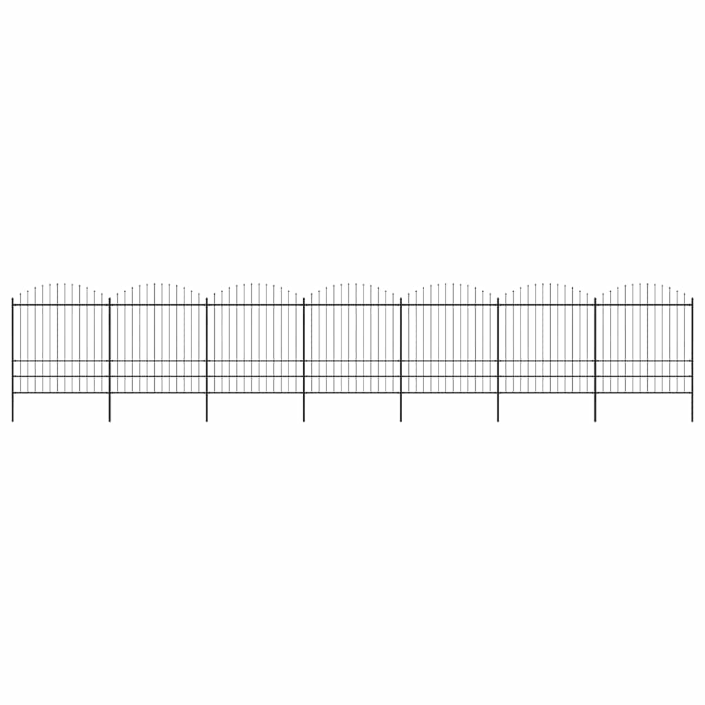 vidaXL Garden Fence with Spear Top Steel 1172x200 cm Black 1