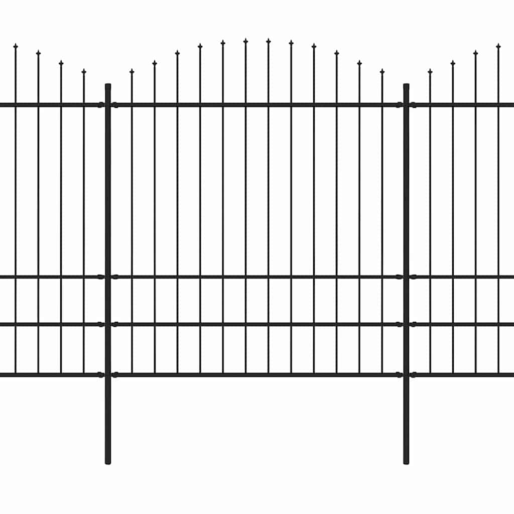 vidaXL Garden Fence with Spear Top Steel 1172x200 cm Black 2
