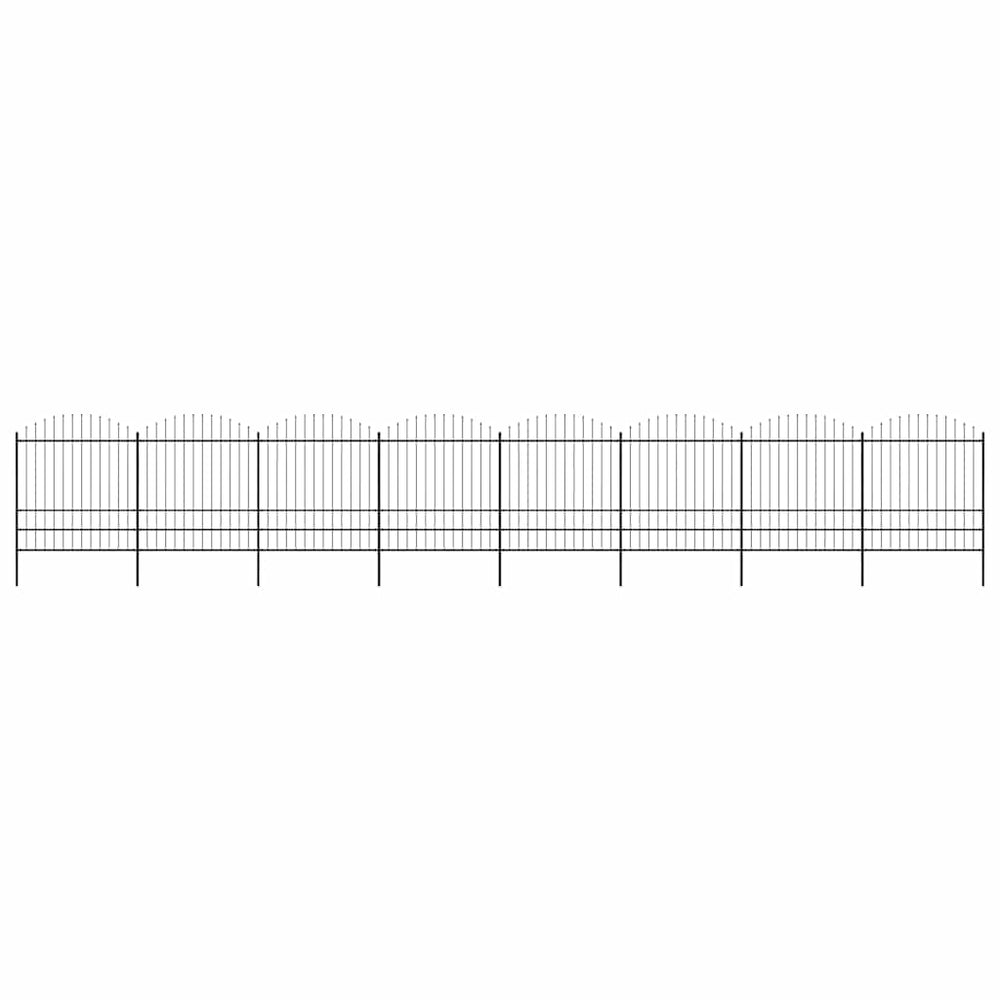 vidaXL Garden Fence with Spear Top Steel 1339x200 cm Black
