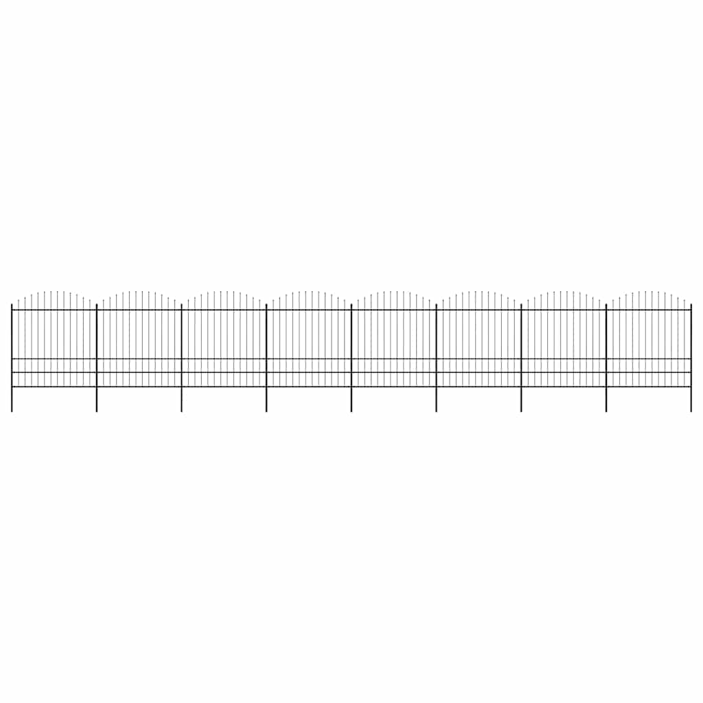vidaXL Garden Fence with Spear Top Steel 1339x200 cm Black 1