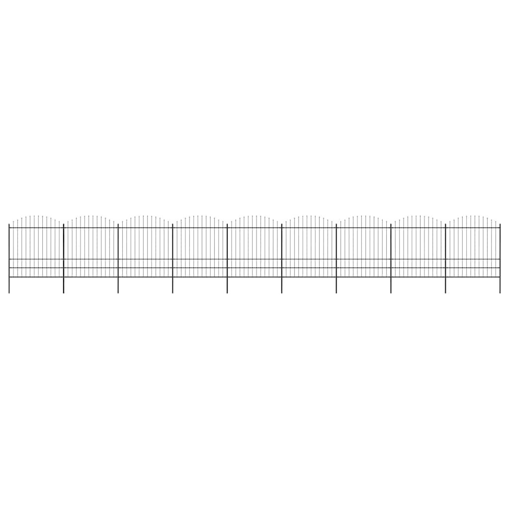 vidaXL Garden Fence with Spear Top Steel 1506x200 cm Black 1