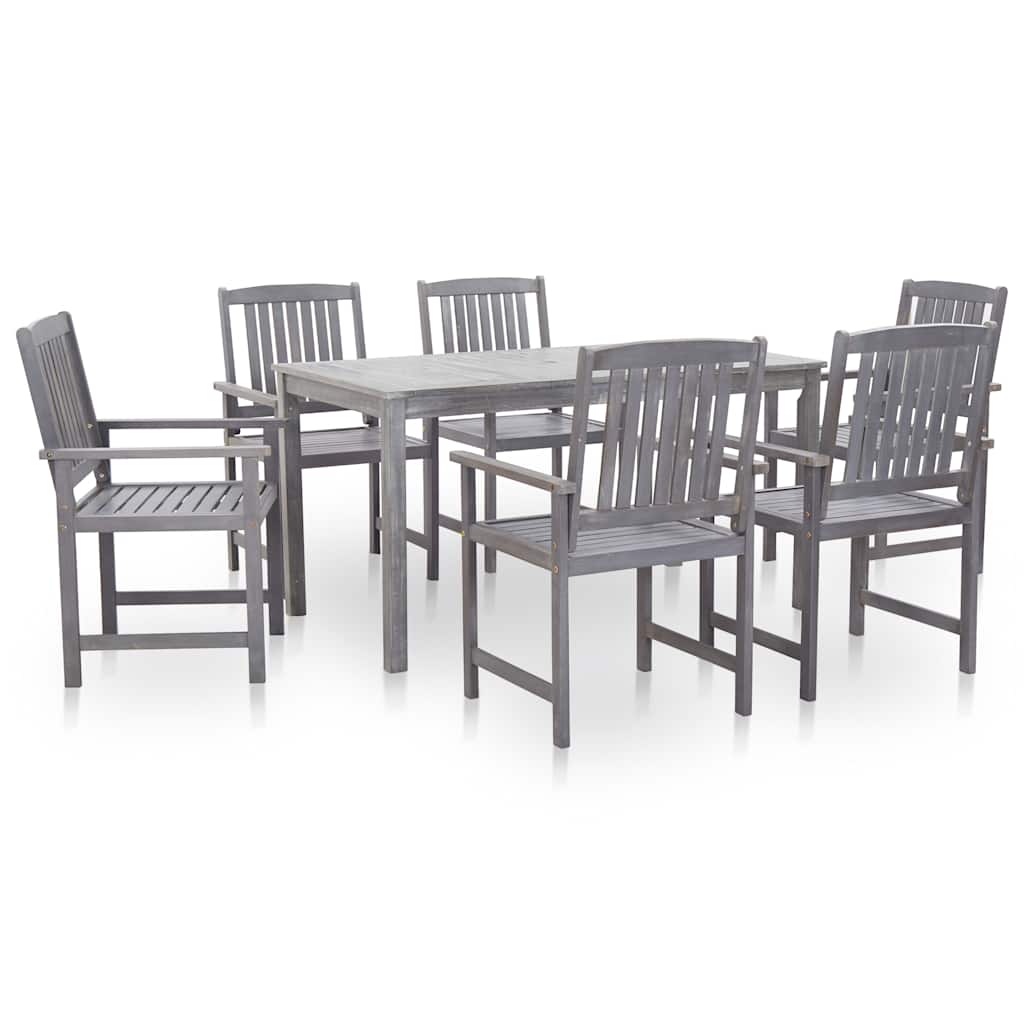 vidaXL 7 Piece Outdoor Dining Set Grey Wash Solid Acacia Wood 1