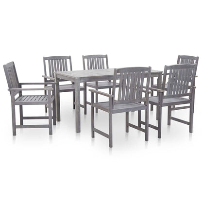 vidaXL 7 Piece Outdoor Dining Set Grey Wash Solid Acacia Wood 1
