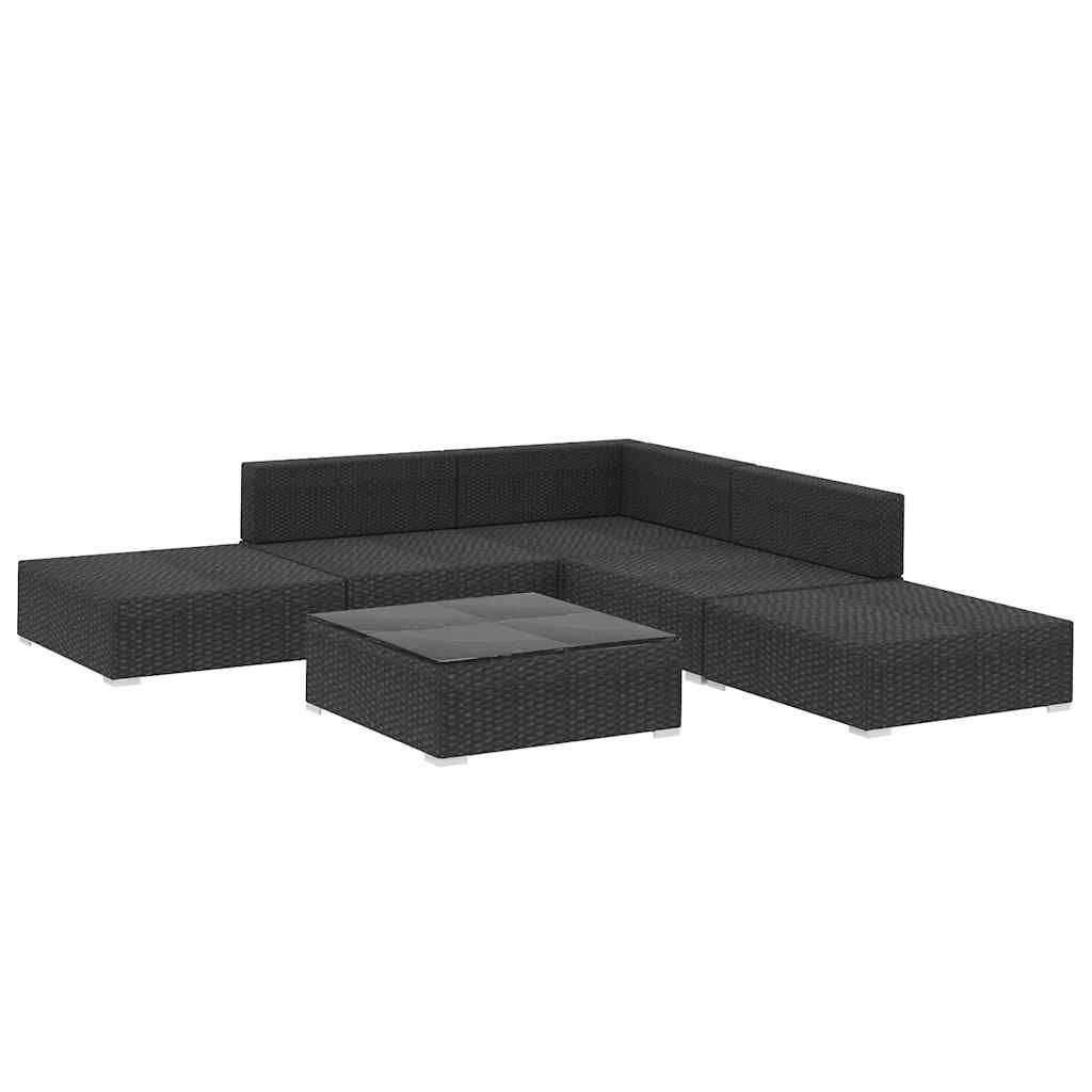 46746 vidaXL 6 Piece Garden Lounge Set with Cushions Poly Rattan Black 3