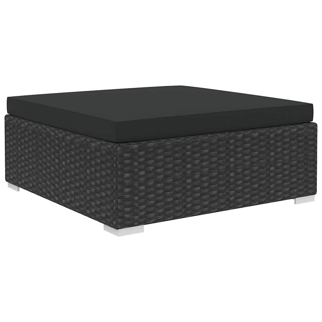 46746 vidaXL 6 Piece Garden Lounge Set with Cushions Poly Rattan Black 6