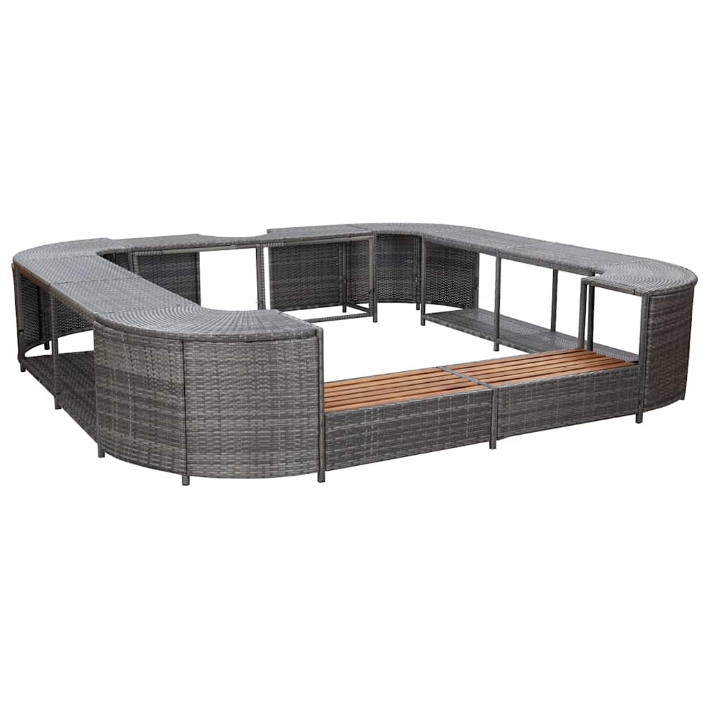 vidaXL Spa Surround | Grey | PE rattan, powder-coated steel, solid acacia wood 1