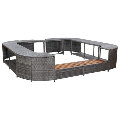 vidaXL Spa Surround | Grey | PE rattan, powder-coated steel, solid acacia wood 1