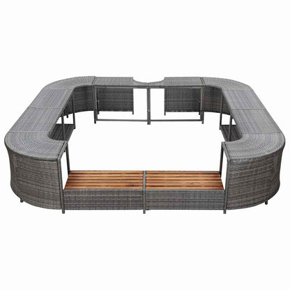 vidaXL Spa Surround | Grey | PE rattan, powder-coated steel, solid acacia wood 3