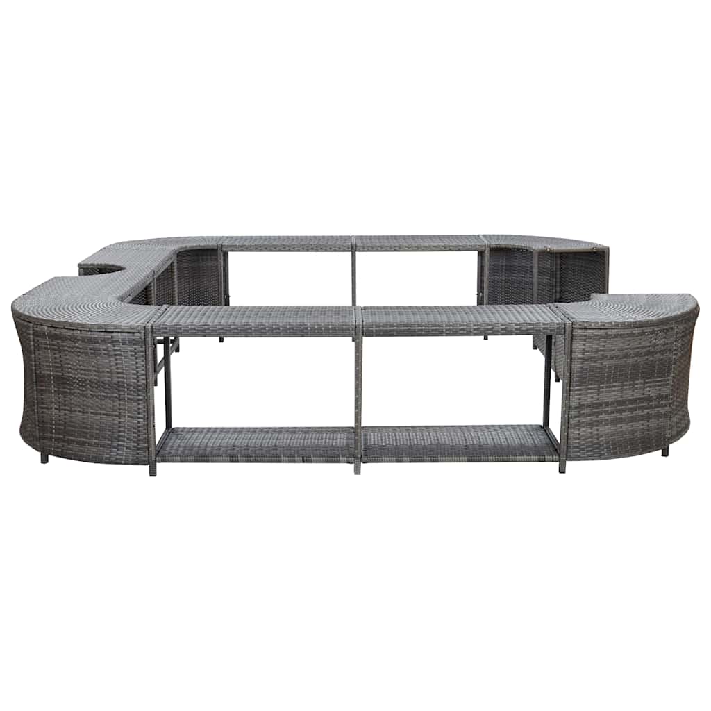 vidaXL Spa Surround | Grey | PE rattan, powder-coated steel, solid acacia wood 4