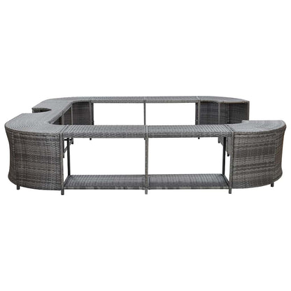 vidaXL Spa Surround | Grey | PE rattan, powder-coated steel, solid acacia wood 4