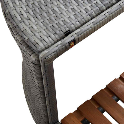vidaXL Spa Surround | Grey | PE rattan, powder-coated steel, solid acacia wood 5
