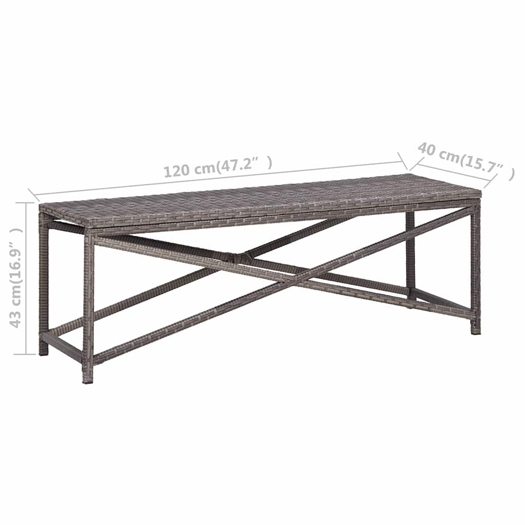 Garden Bench Poly Rattan Grey