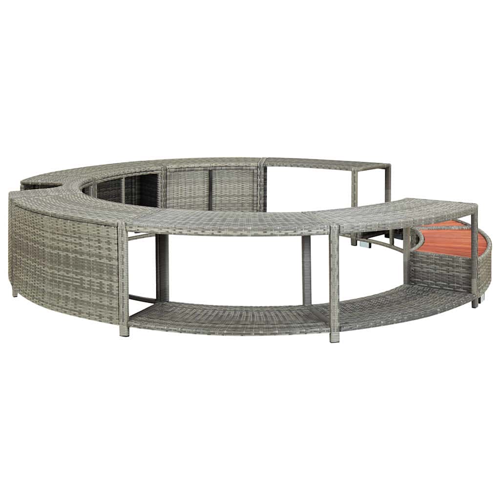 Hot Tub Surround Poly Rattan Grey
