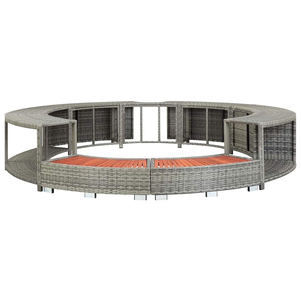 vidaXL Hot Tub Surround Grey Poly Rattan 4