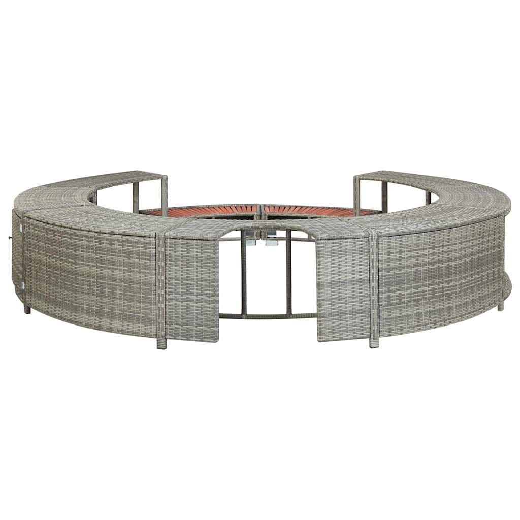vidaXL Hot Tub Surround Grey Poly Rattan 5